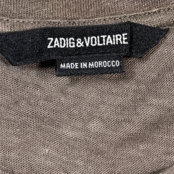 Zadig & Voltaire Tommy Lin Ao Linen Camo Green Brown T Shirt Mens XL - Picture 4 of 8